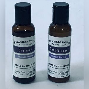 2 - Pharmacopia Shampoo Conditioner Argan Oil Aloe Vera travel 1 oz ea new